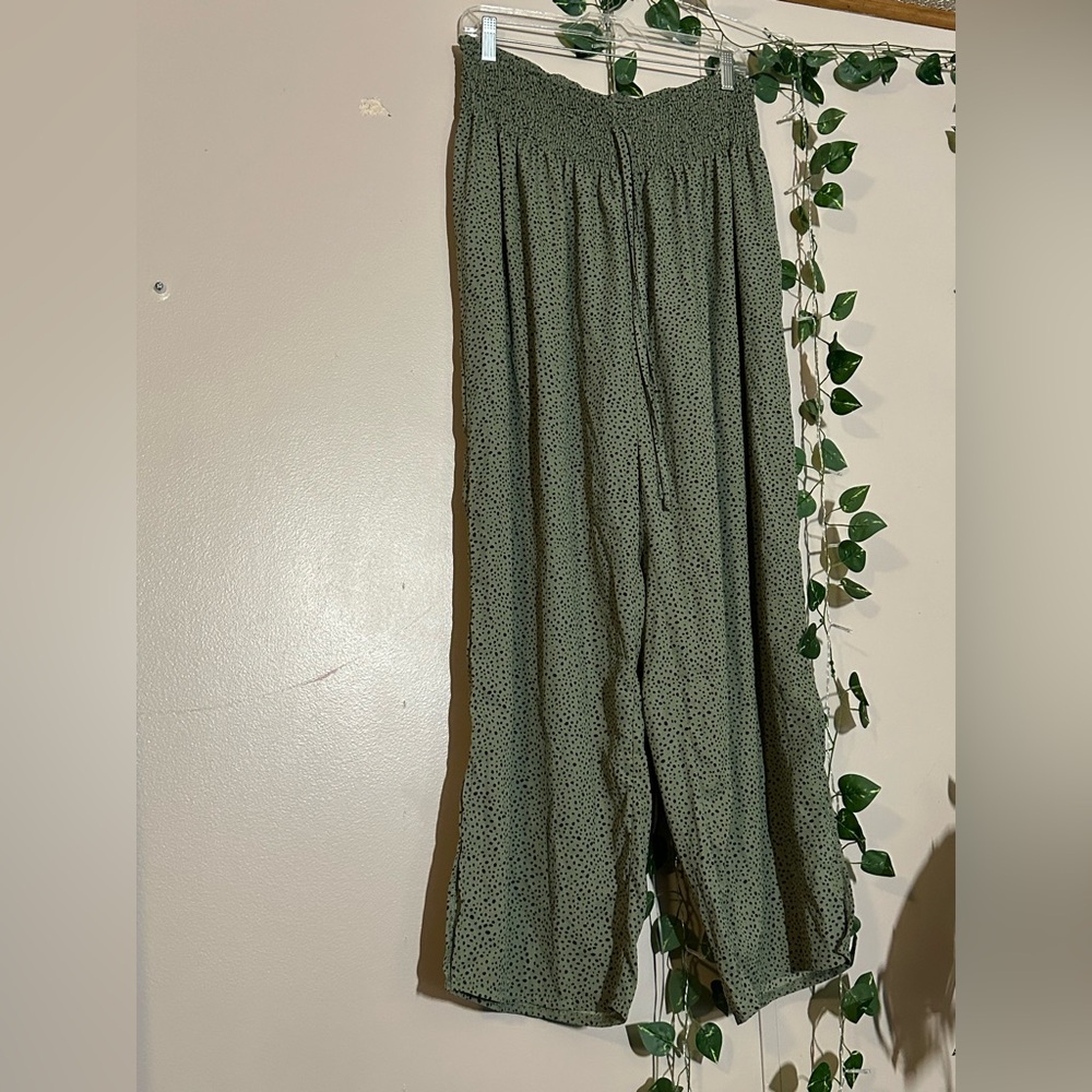 SHEIN Olive with Black Dots Wide leg pants
